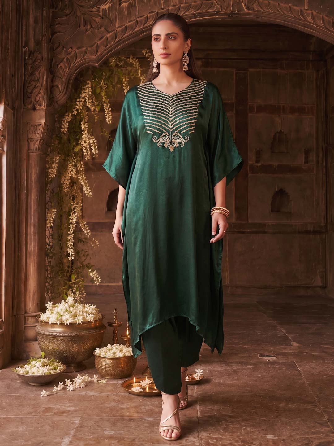PINE GREEN SILK CO-ORD SET