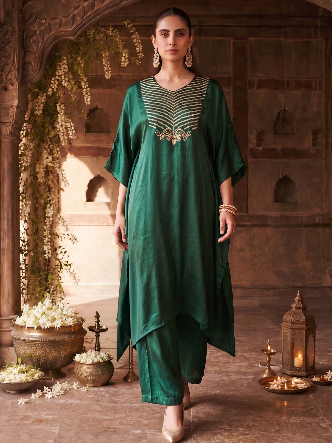 PINE GREEN SILK CO-ORD SET