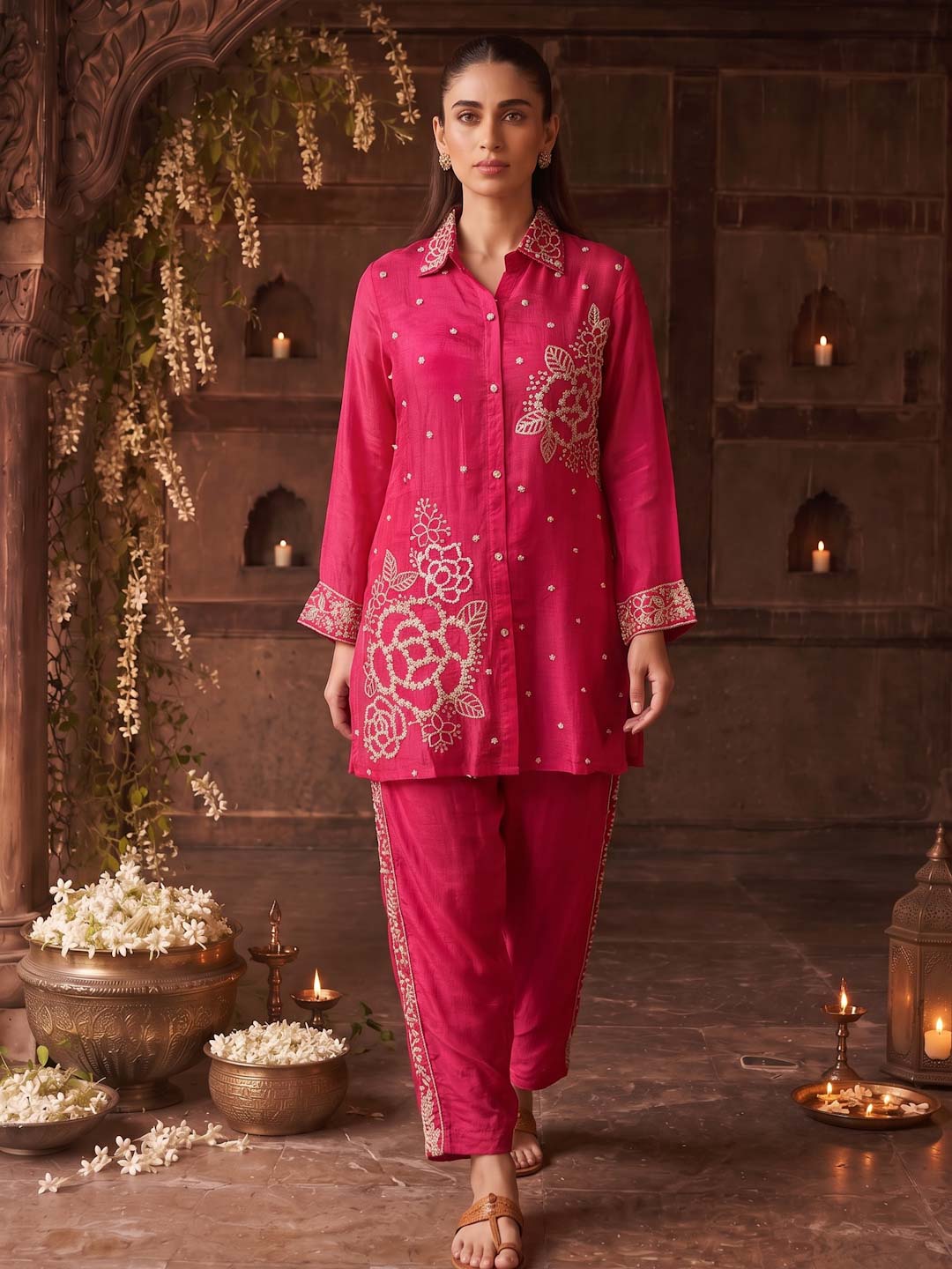 RANI PINK HANDWORK CO-ORD SET