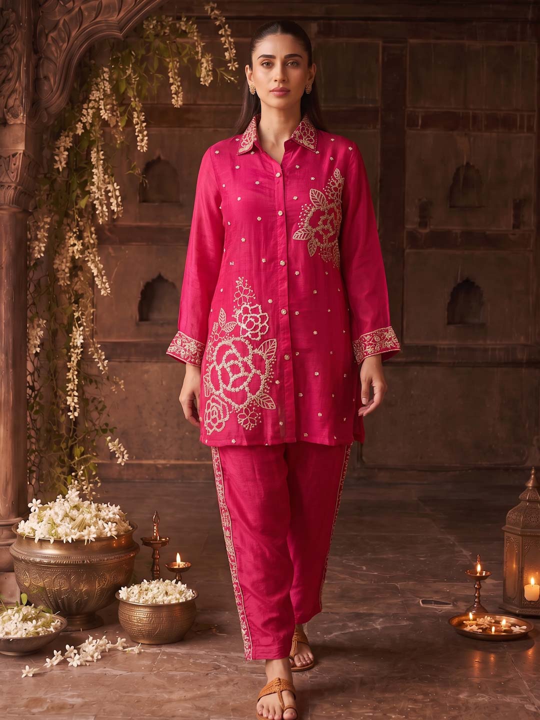 RANI PINK HANDWORK CO-ORD SET