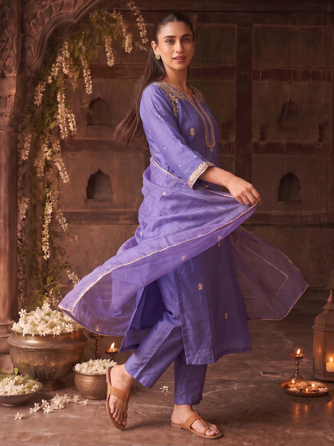 MIDNIGHT ORCHID SUIT SET WITH HANDWORK