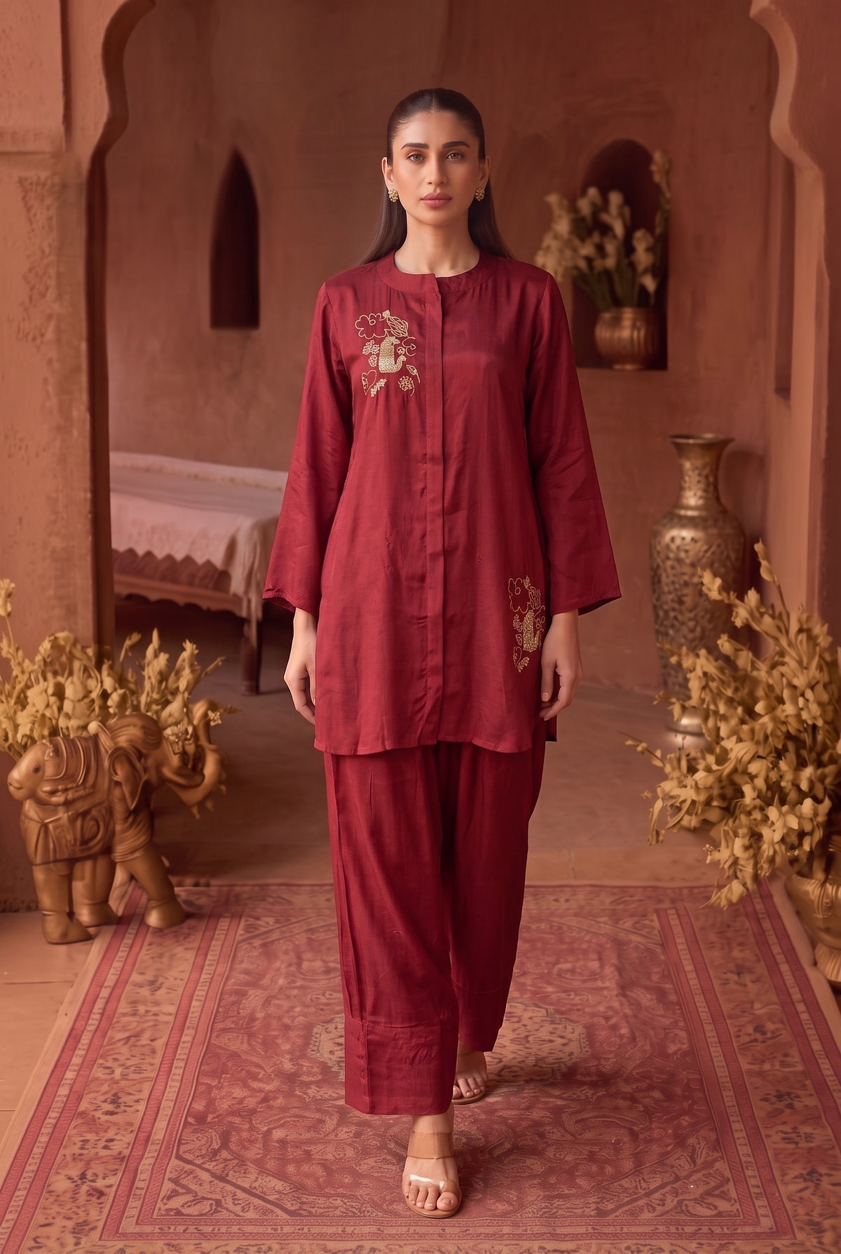 MAROON HANDWORK CO-ORD SET