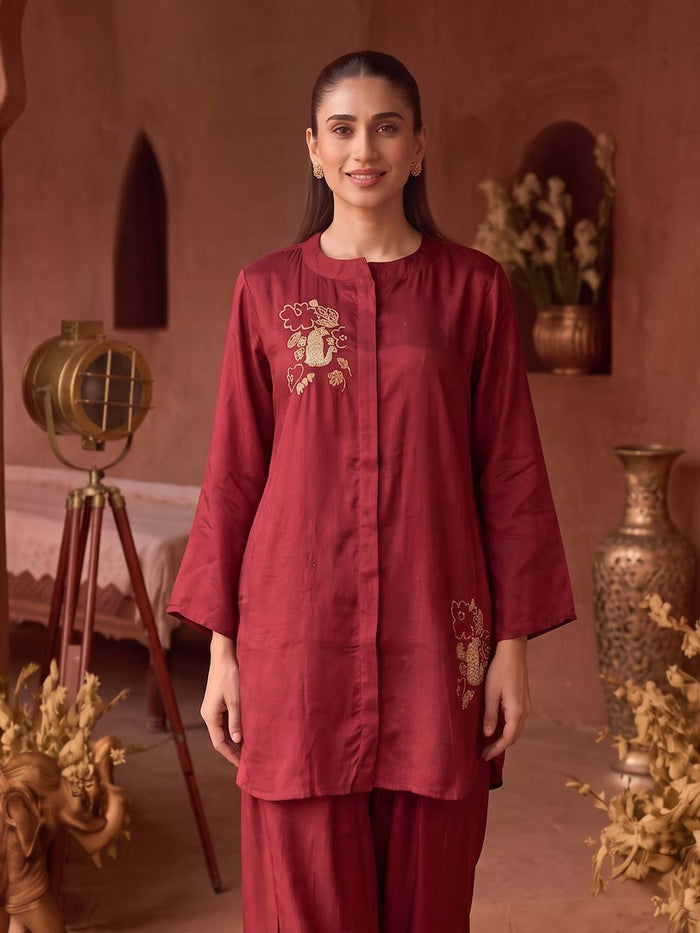 MAROON HANDWORK CO-ORD SET