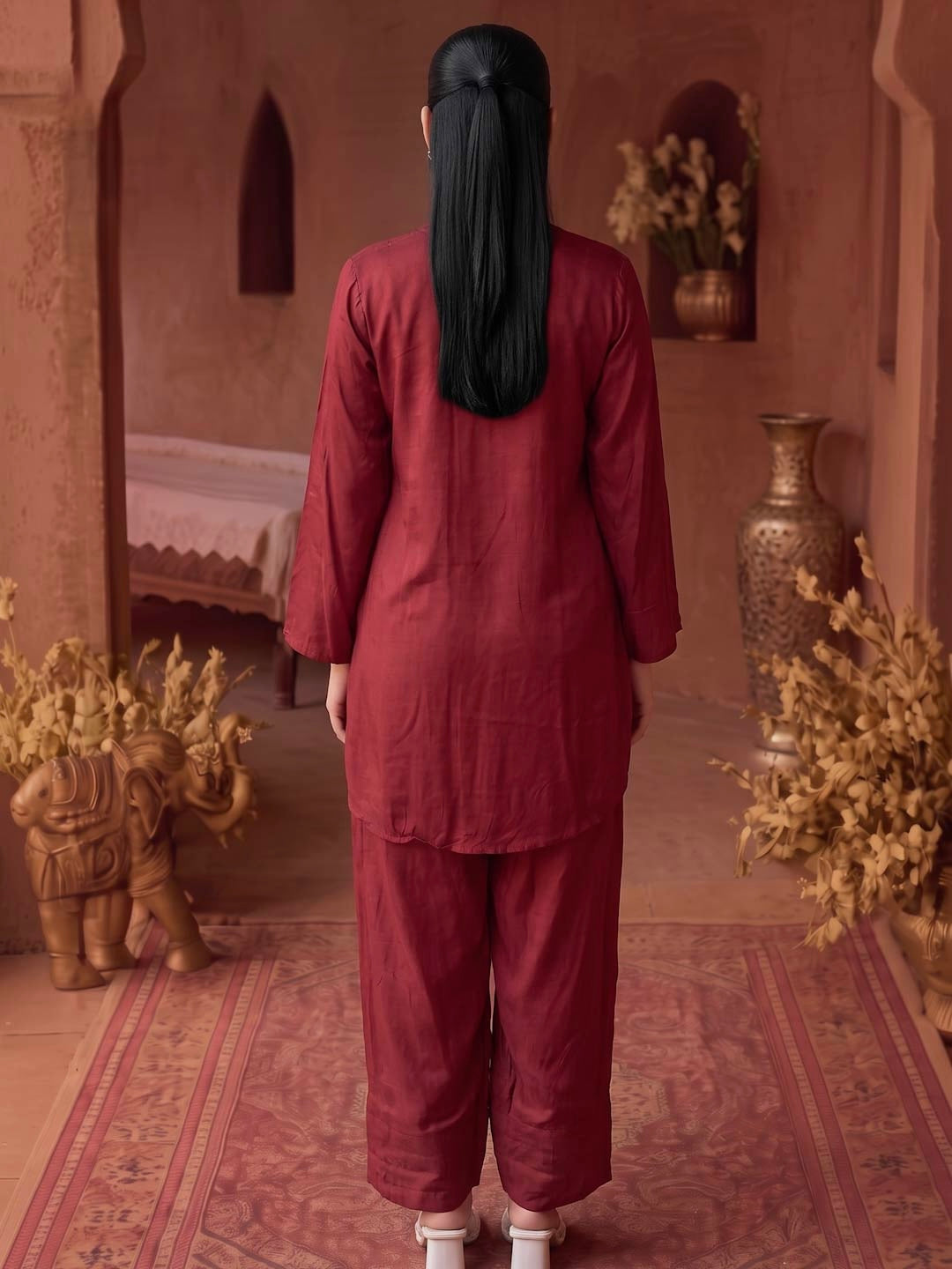 MAROON HANDWORK CO-ORD SET