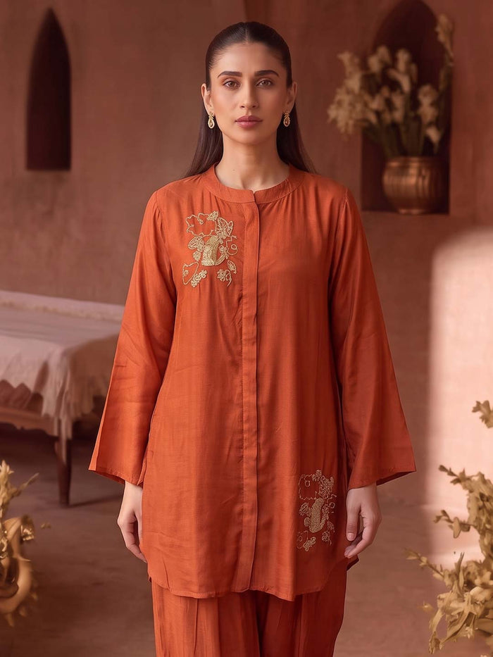 RUST ORANGE HANDWORK CO-ORD SET