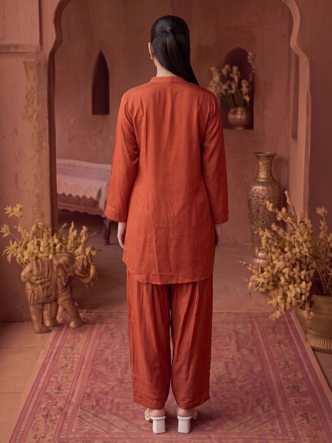 RUST ORANGE HANDWORK CO-ORD SET