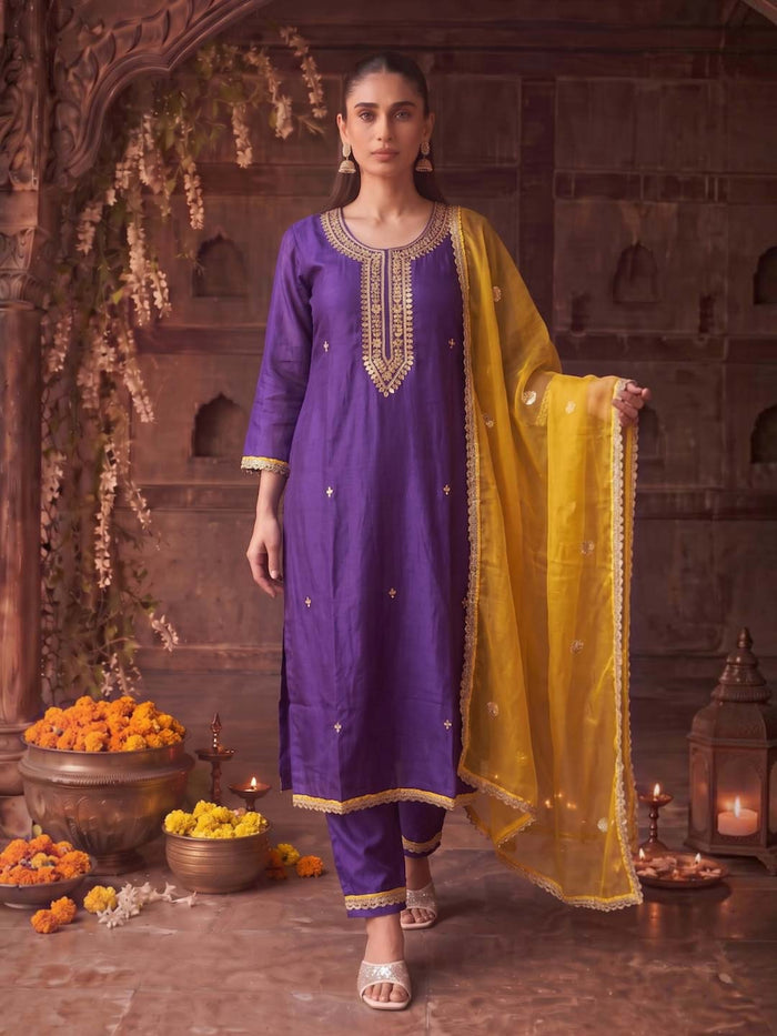 PURPLE FESTIVE SUIT SET WITH GOTTA WORK