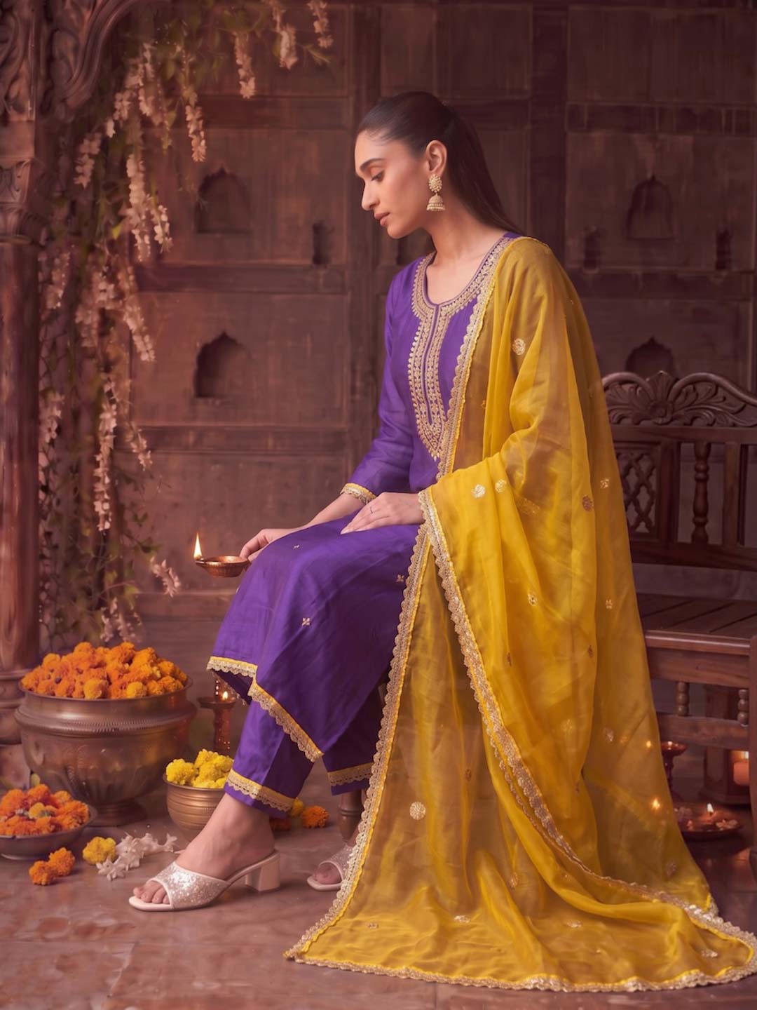 PURPLE FESTIVE SUIT SET WITH GOTTA WORK