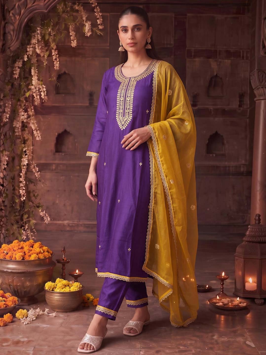 PURPLE FESTIVE SUIT SET WITH GOTTA WORK