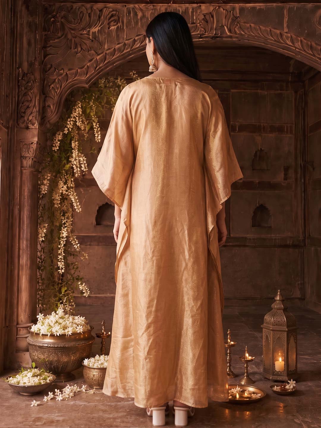 BRONZE BEIGE TISSUE CO-ORD SET WITH HANDWORK