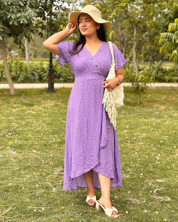 PURPLE ASSYMETRIC RAYON DRESS