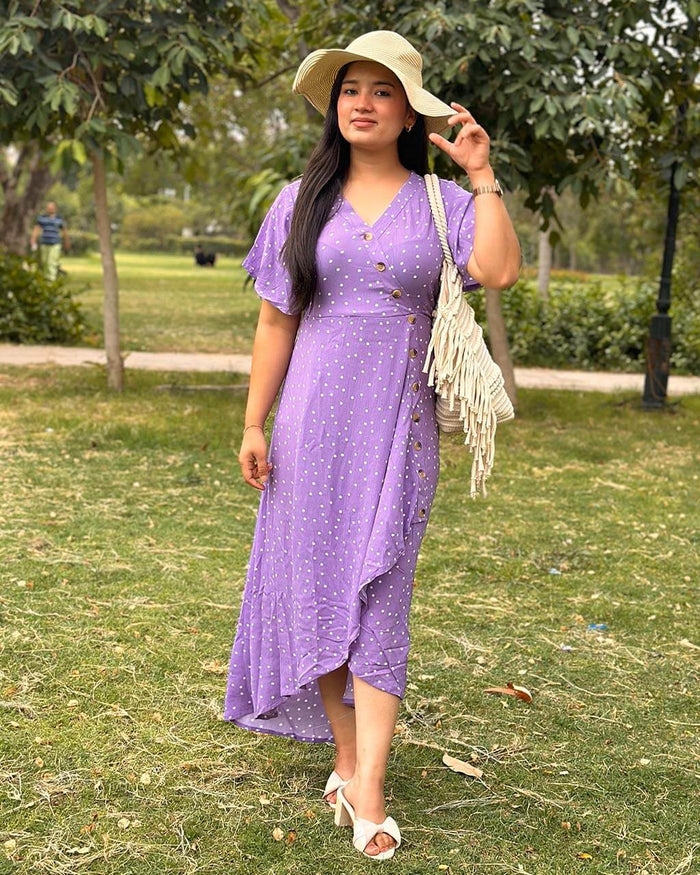 PURPLE ASSYMETRIC RAYON DRESS