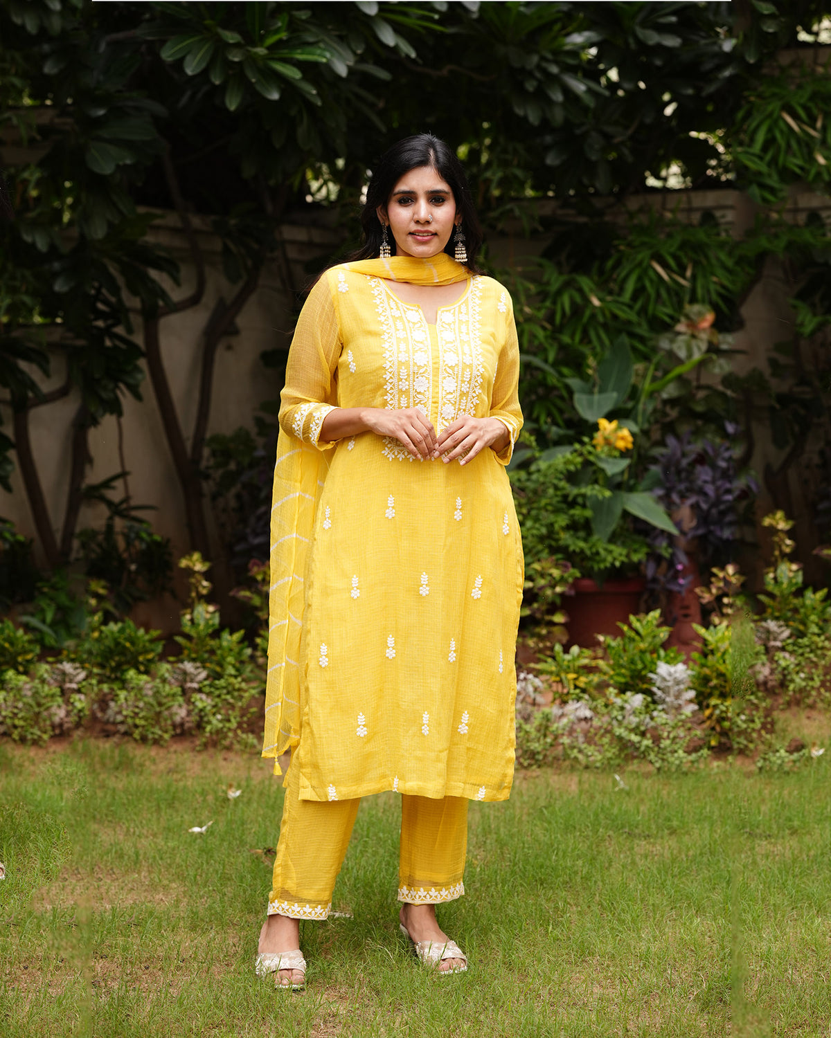 YELLOW KOTA DORIA SUIT SET