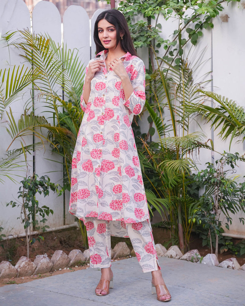 PINK & CREAM COTTON CO-ORD SET