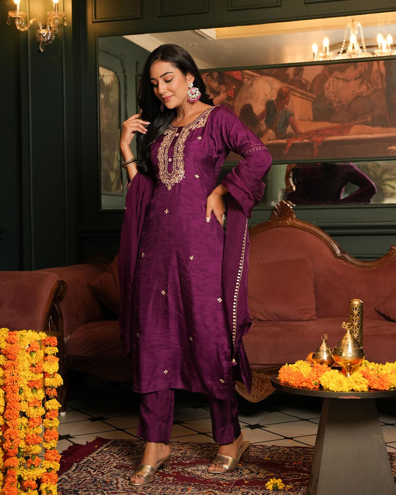 PURPLE OPADA SUIT SET WITH GOTTA WORK
