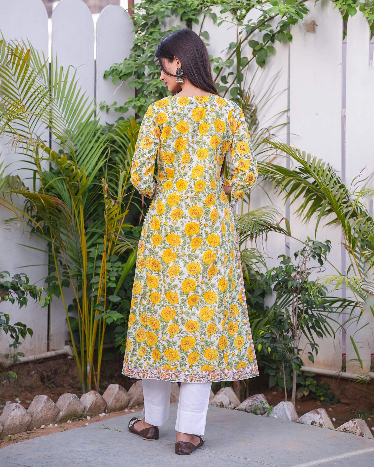 YELLOW MARIGOLD COTTON HANDBLOCK KURTA