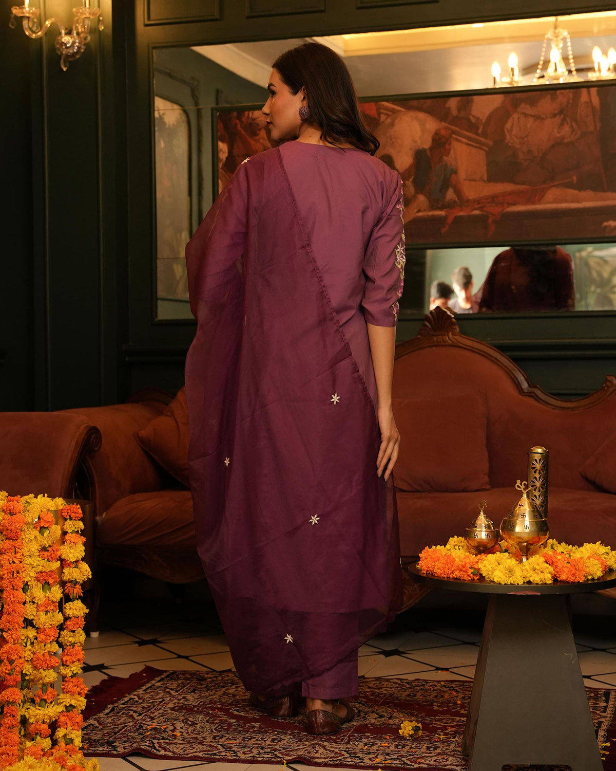 MAGENTA MUSLIN SUIT SET WITH EMBROIDERY
