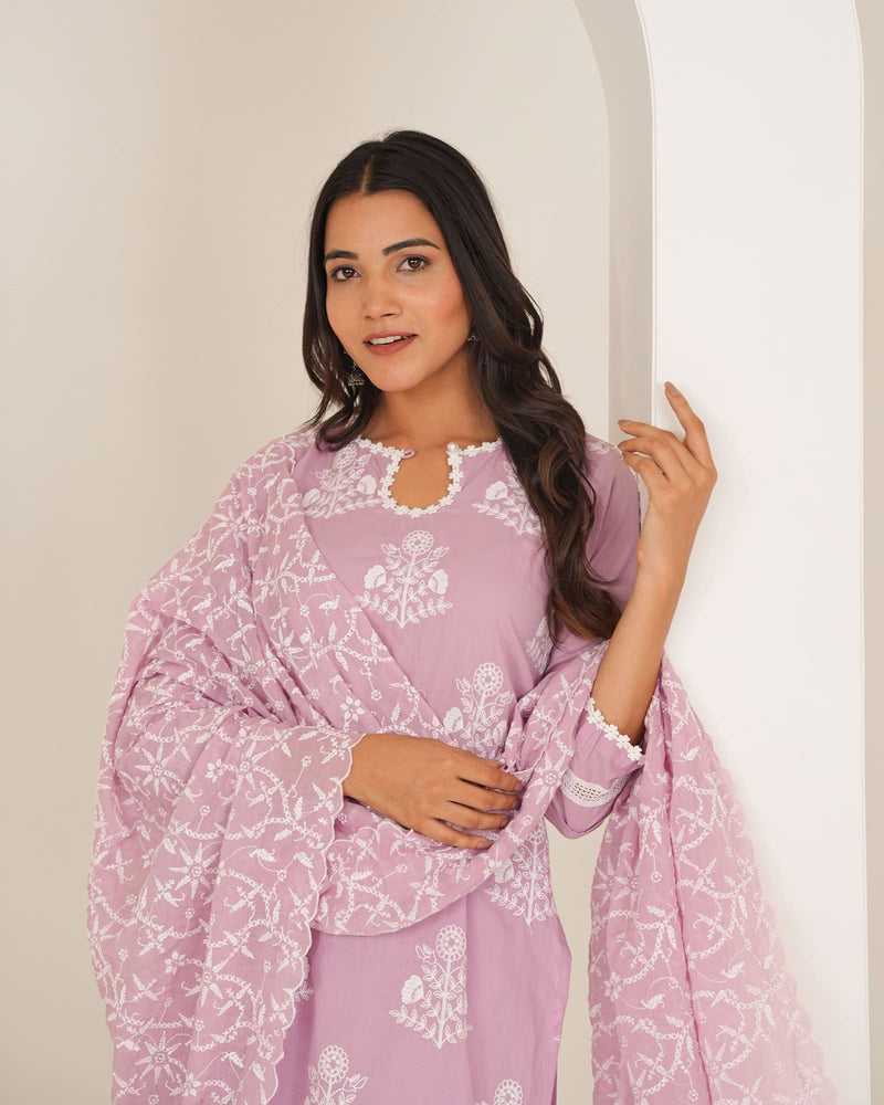 PINK COTTON HEAVILY EMBROIDERED SUIT SET