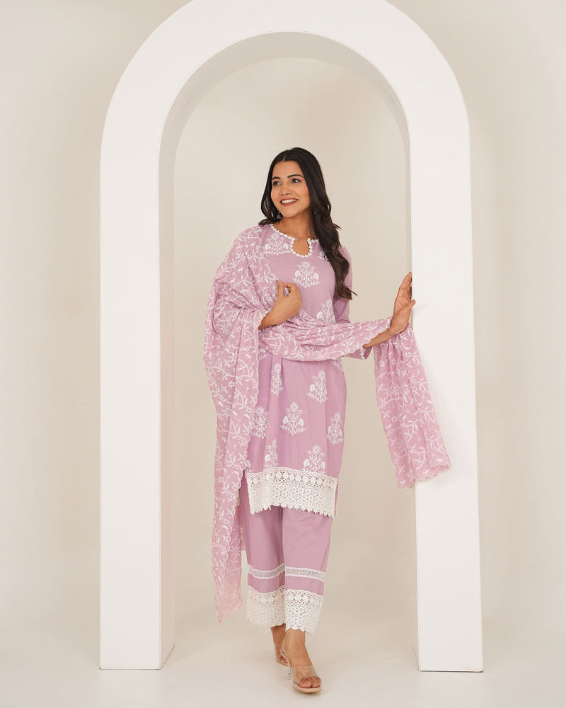 PINK COTTON HEAVILY EMBROIDERED SUIT SET