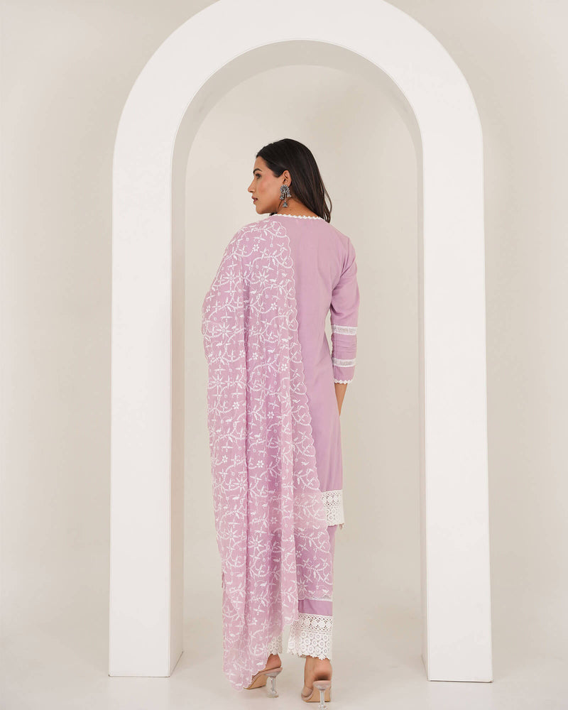 PINK COTTON HEAVILY EMBROIDERED SUIT SET
