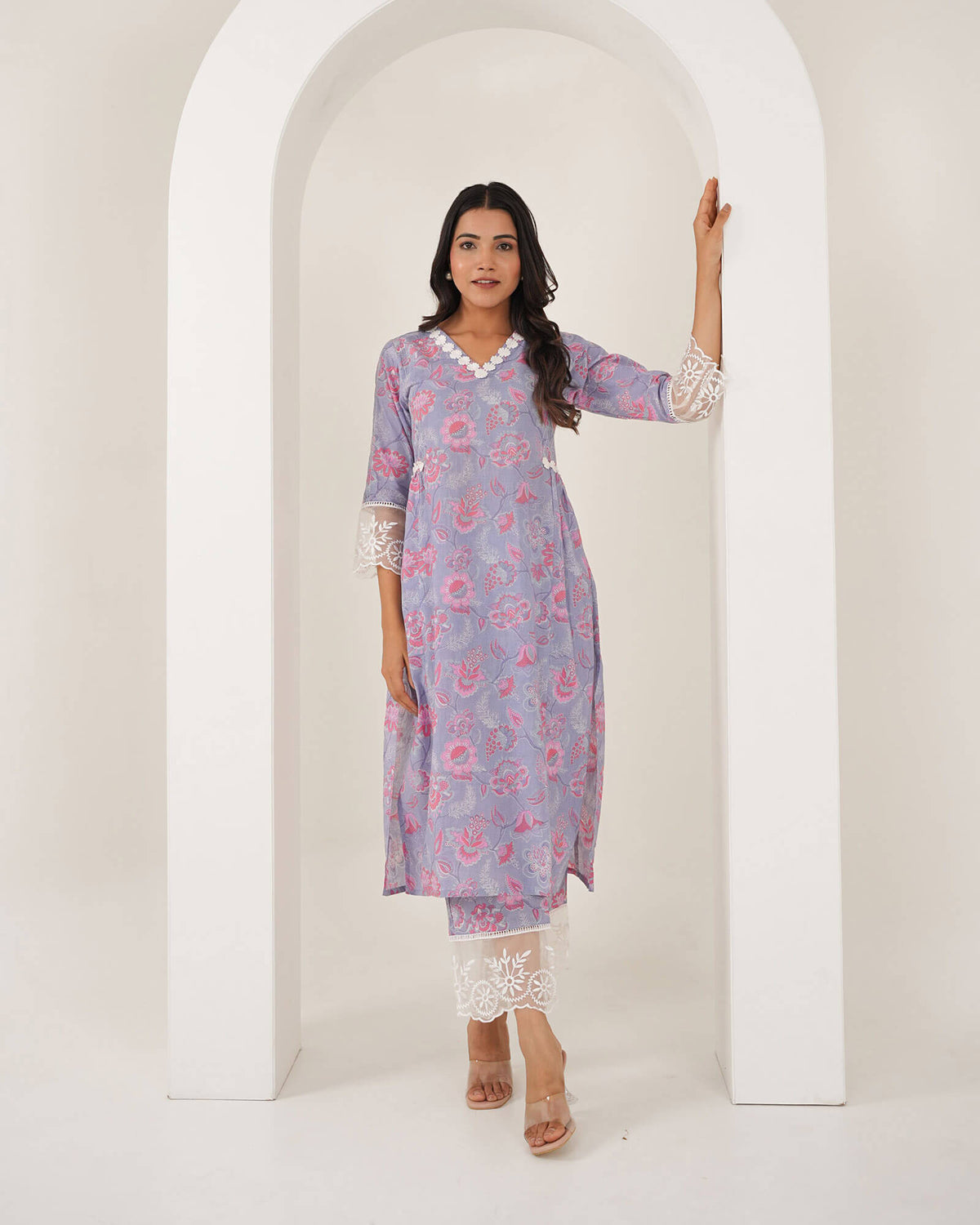 PERIWINKLE PURPLE COTTON KURTA SET