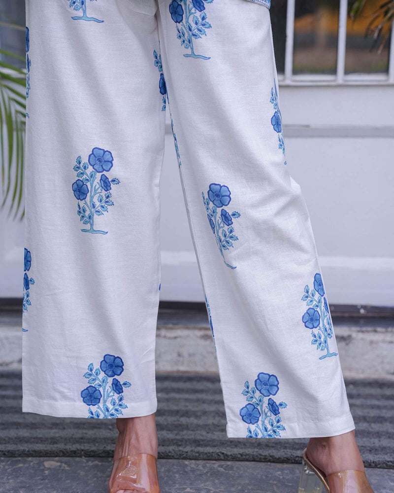 BLUE & WHITE COTTON HANDBLOCK CO-ORD SET