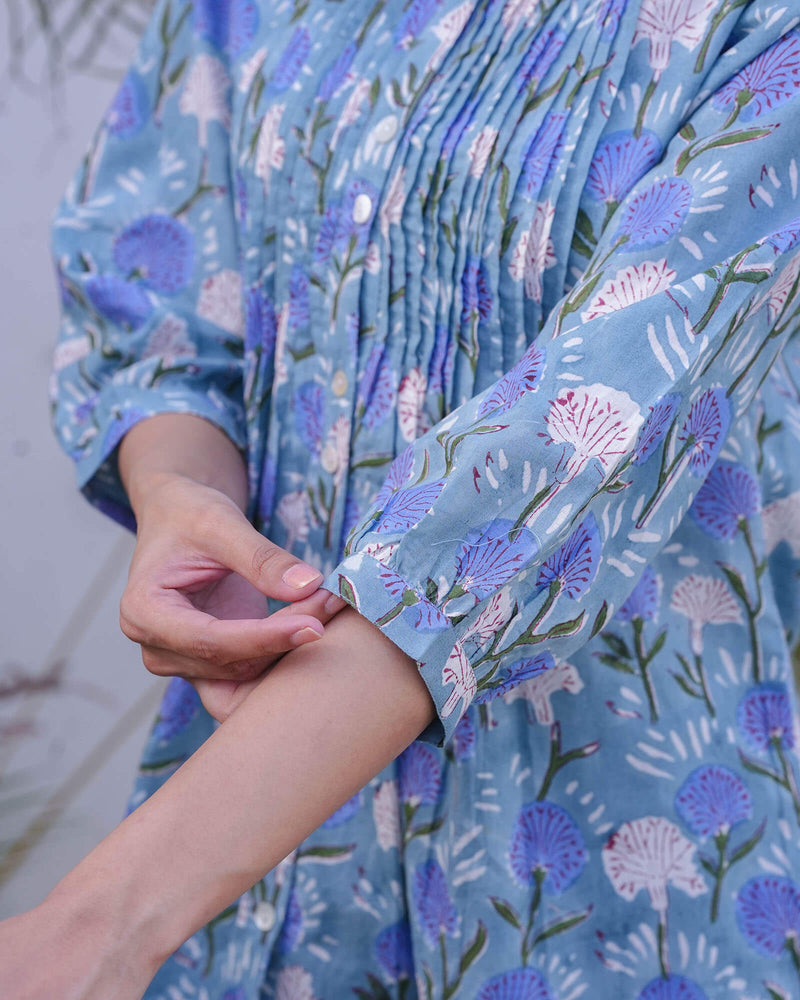 BLUE COTTON HANDBLOCK CO-ORD SET