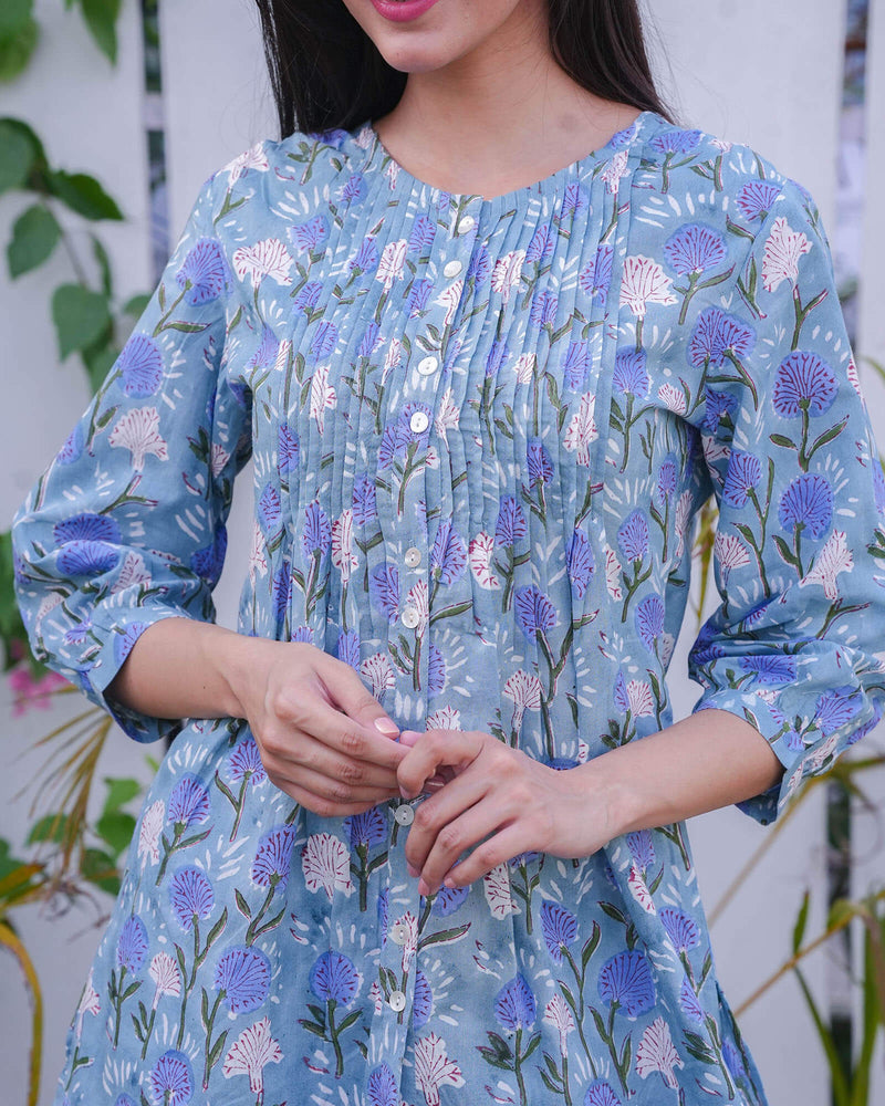 BLUE COTTON HANDBLOCK CO-ORD SET