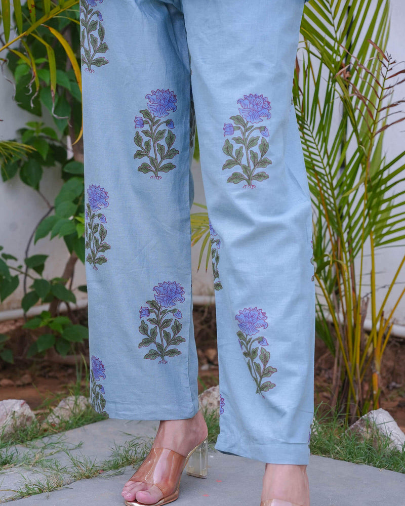 BLUE COTTON HANDBLOCK CO-ORD SET