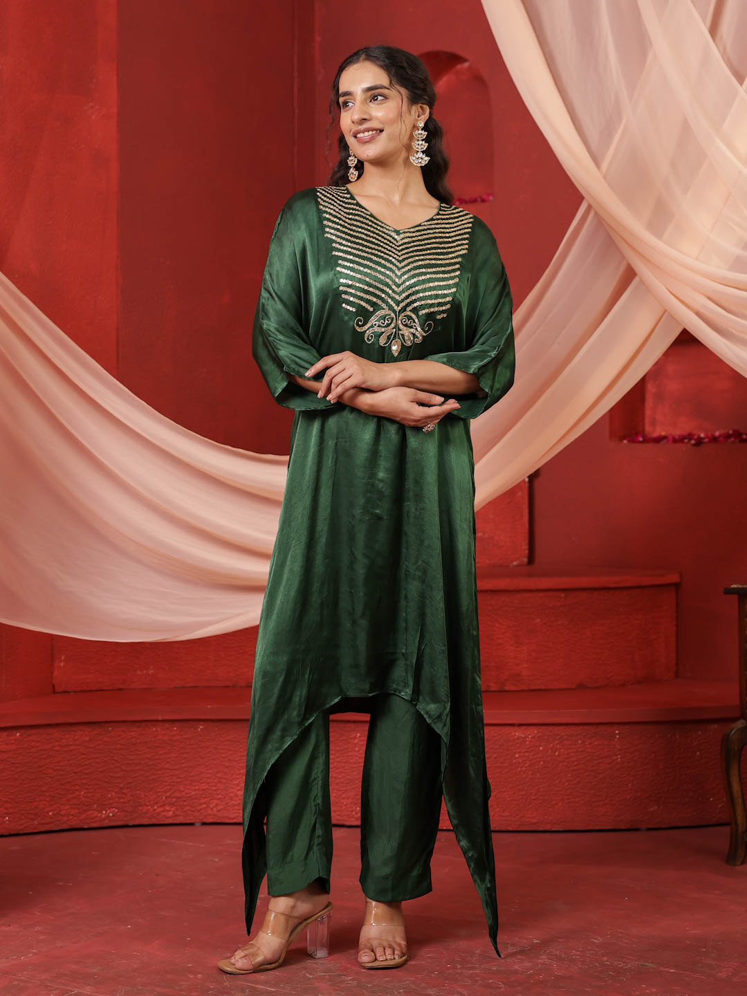 PINE GREEN SILK CO-ORD SET