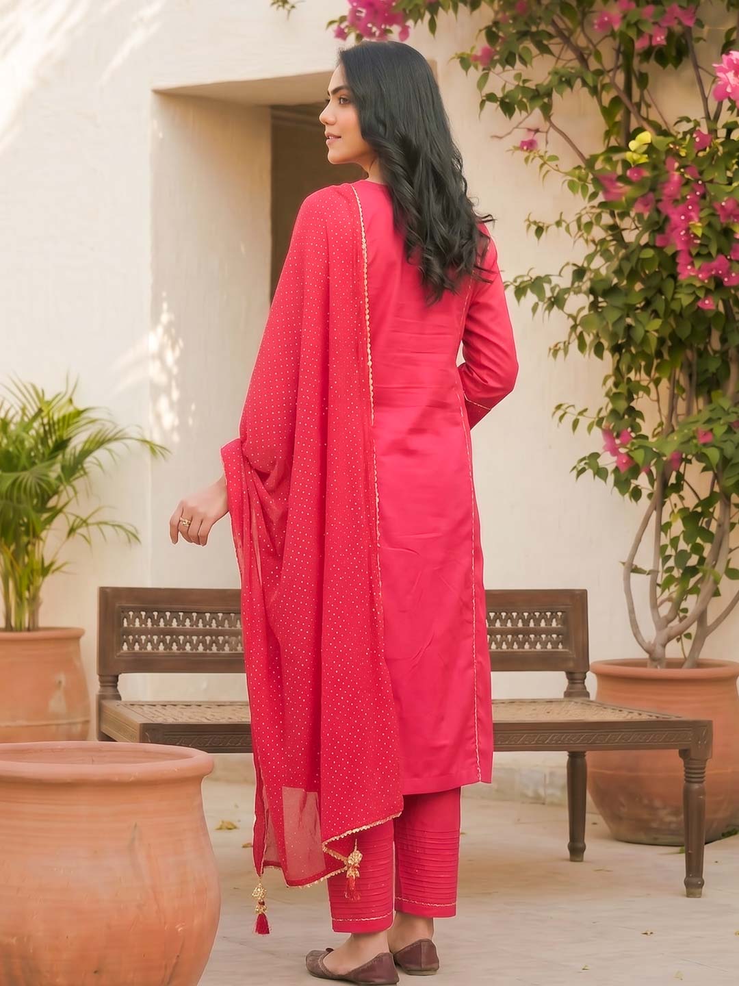 BASIC RED COTTON SUIT SET
