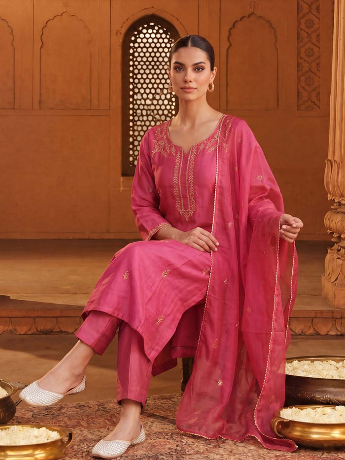 ROYAL MAGENTA SUIT SET WITH HANDWORK