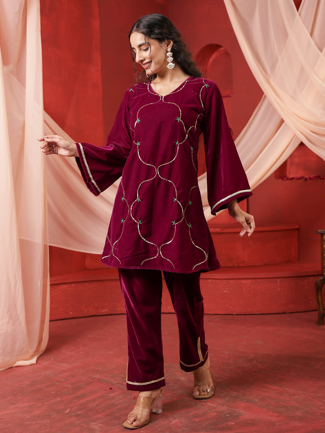 VIOLET VELVET CO-ORD SET