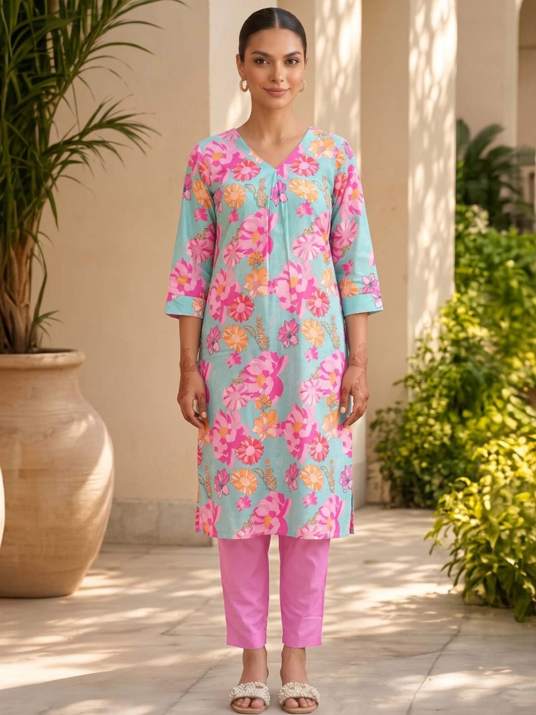 BLUE FLORAL DIGITAL PRINT CO-ORD SET