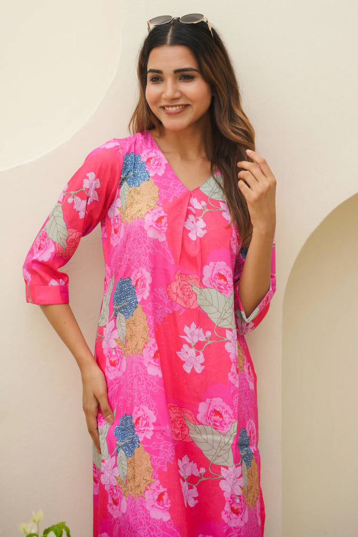 PINK FLORAL DIGITAL PRINT CO-ORD SET