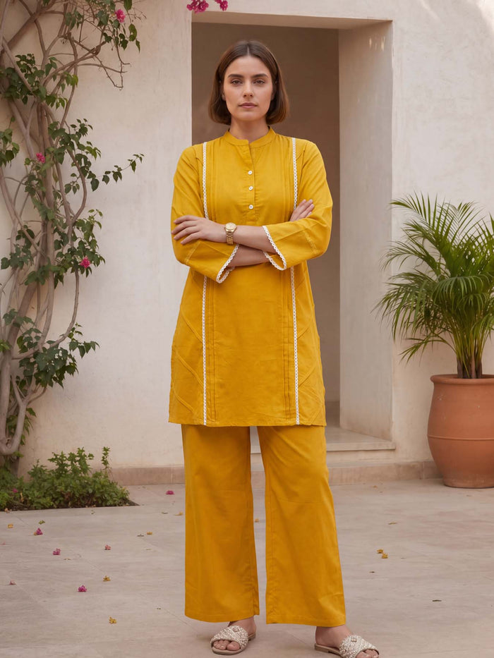 MUSTARD YELLOW COTTON CO-ORD SET