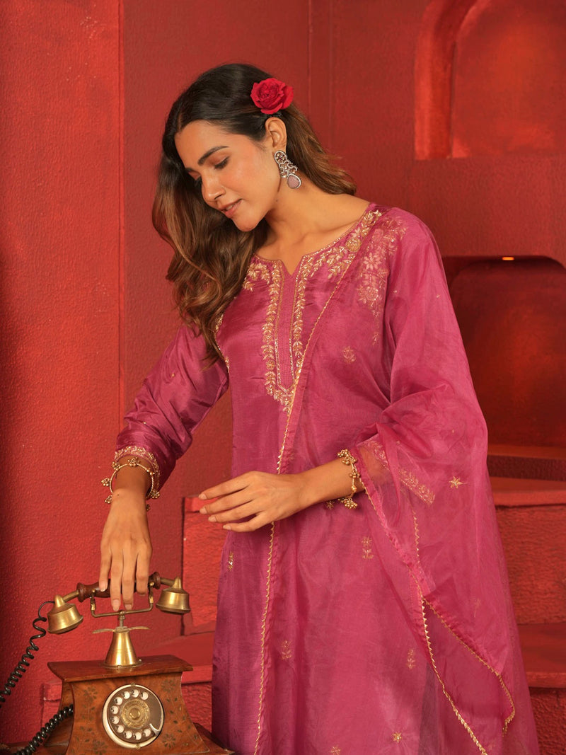 ROYAL MAGENTA SUIT SET WITH HANDWORK