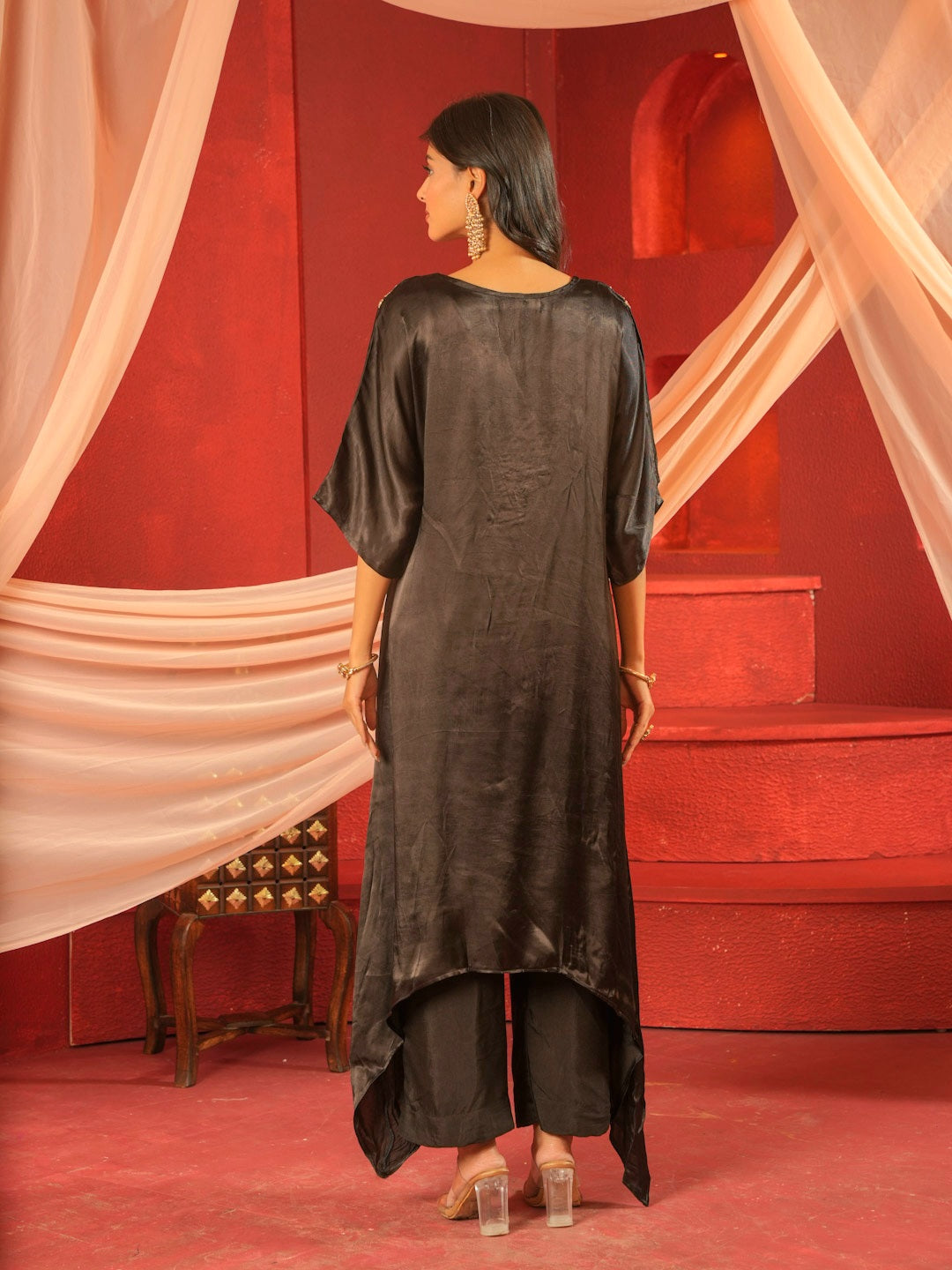 MIDNIGHT BLACK SILK CO-ORD SET