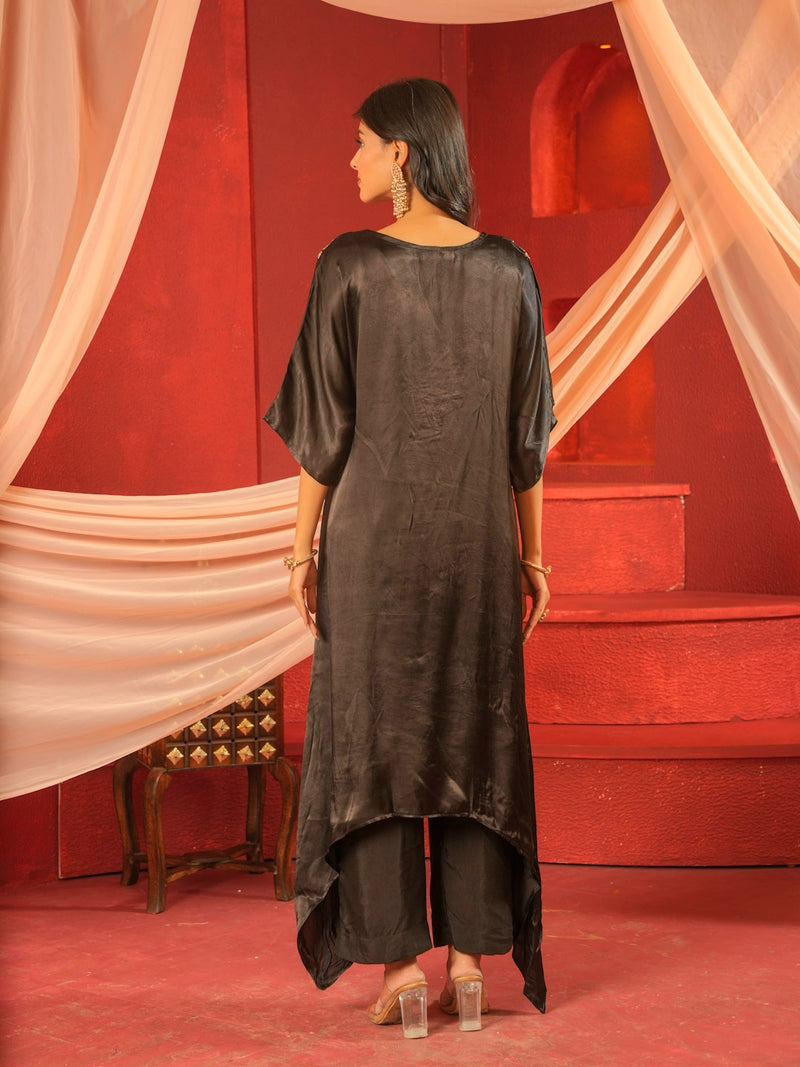 MIDNIGHT BLACK SILK CO-ORD SET