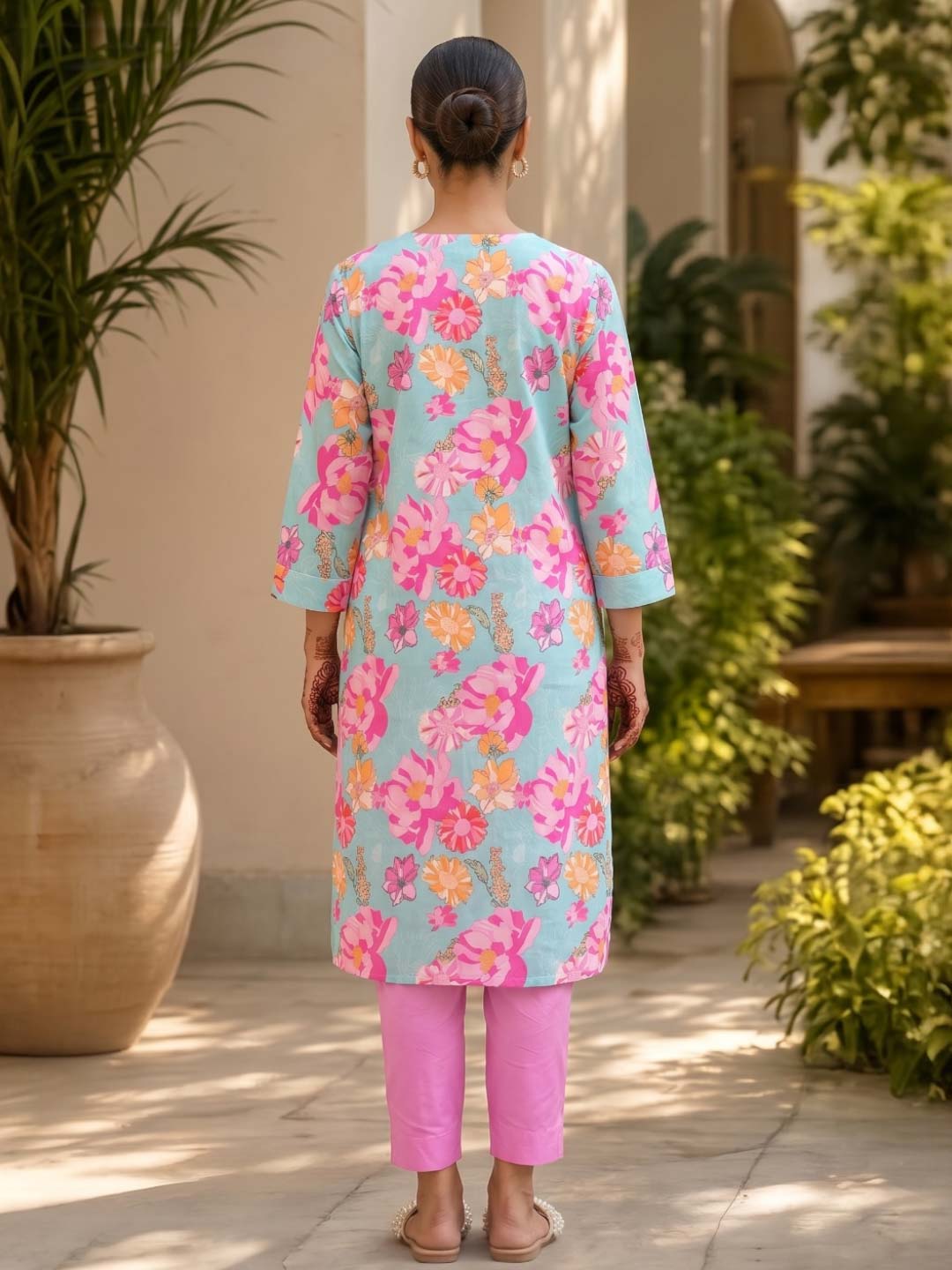 BLUE FLORAL DIGITAL PRINT CO-ORD SET