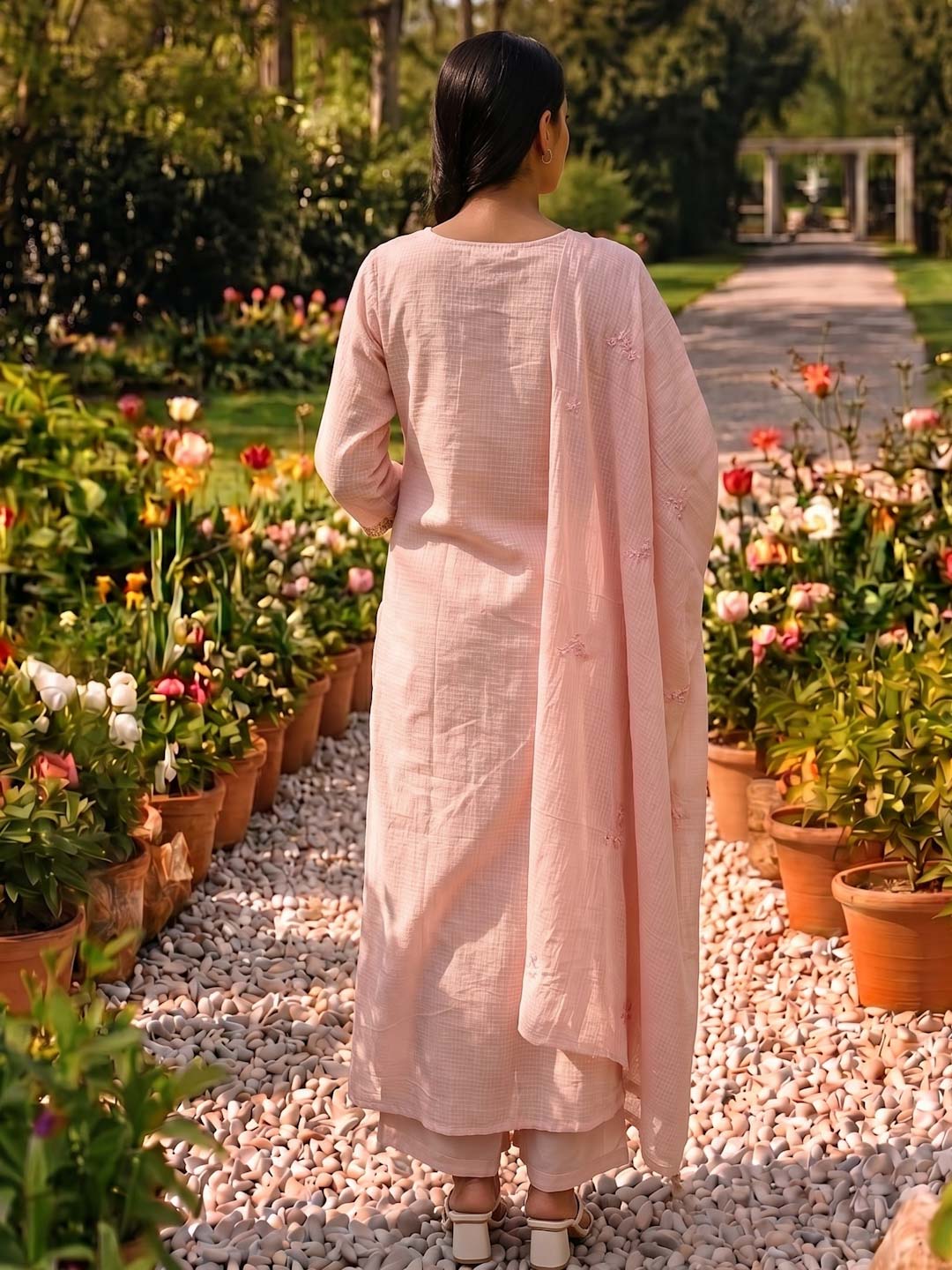 BABY PINK KOTA DORIA SUIT SET WITH KOTA DUPATTA
