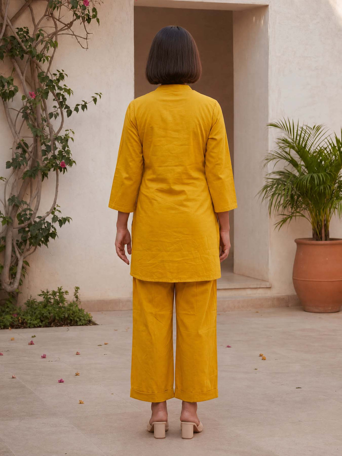 MUSTARD YELLOW COTTON CO-ORD SET