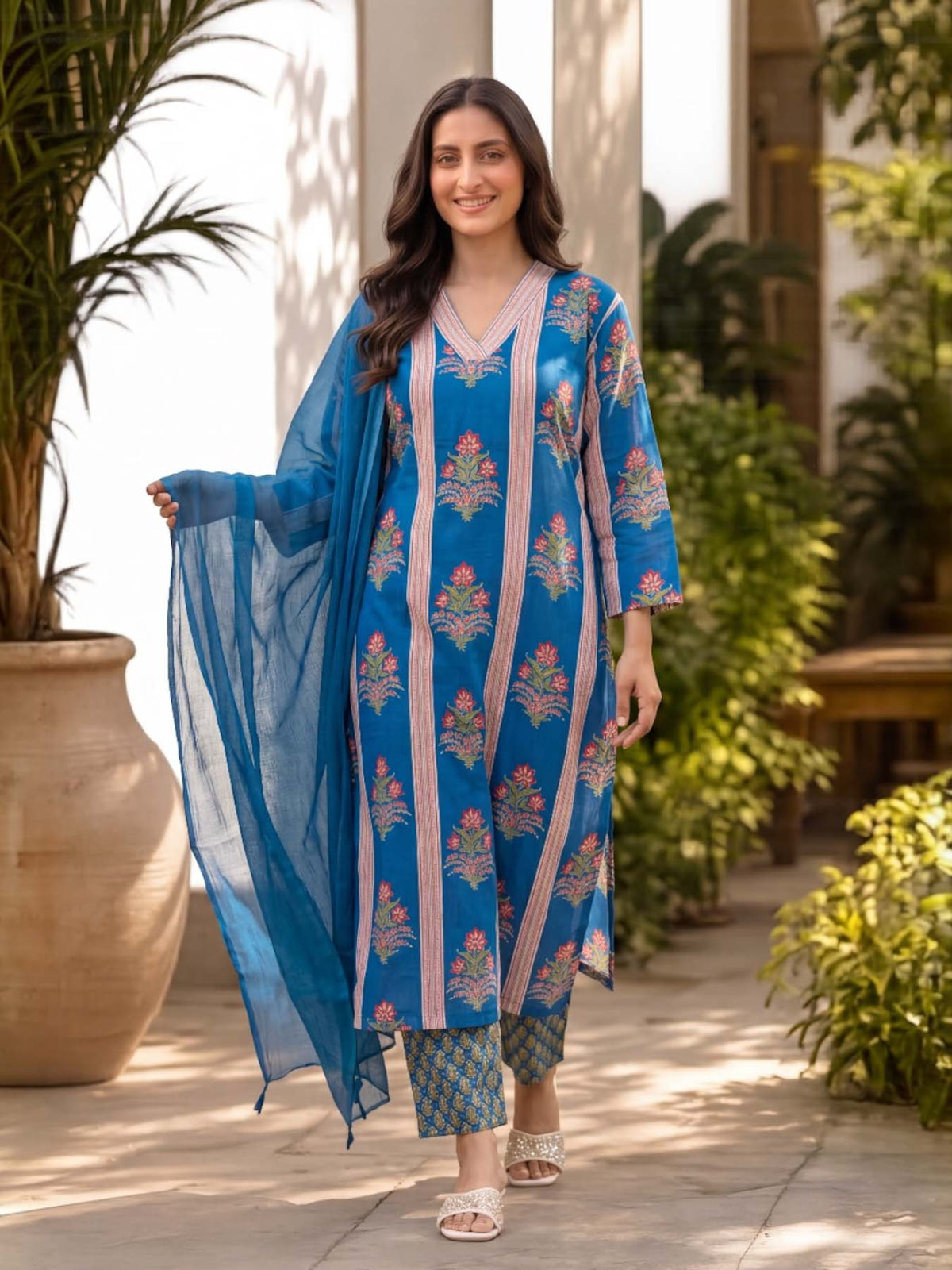 NAUTICAL BLUE COTTON MODAL SUIT SET