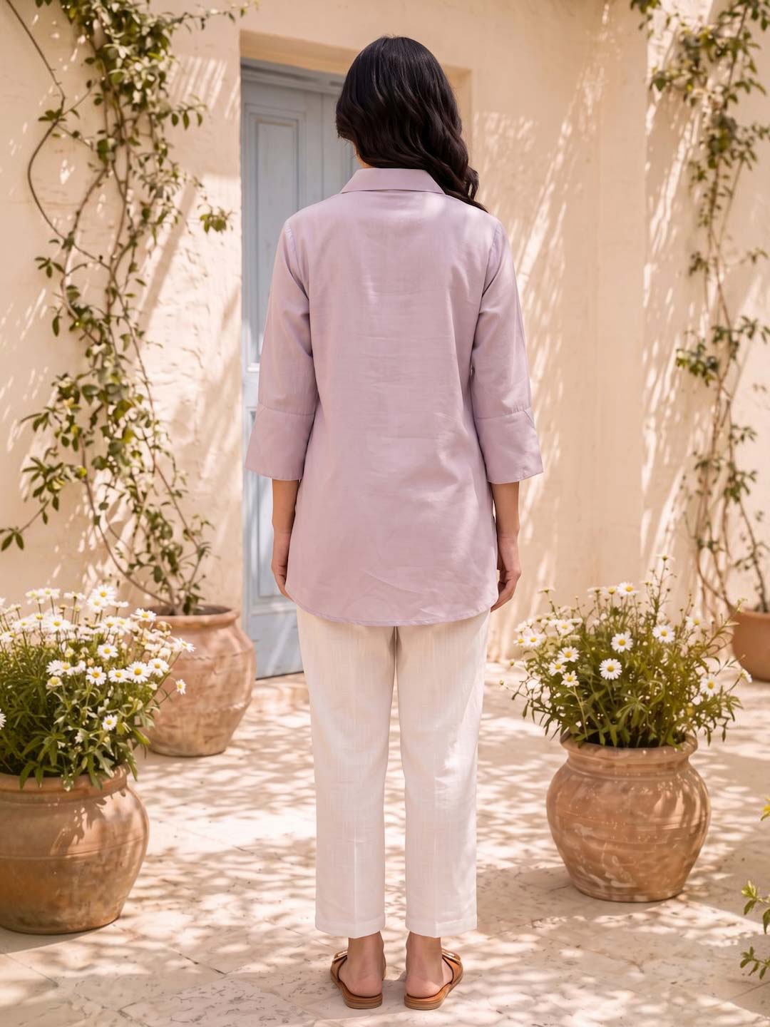 LILAC COTTON HANDWORK TOP