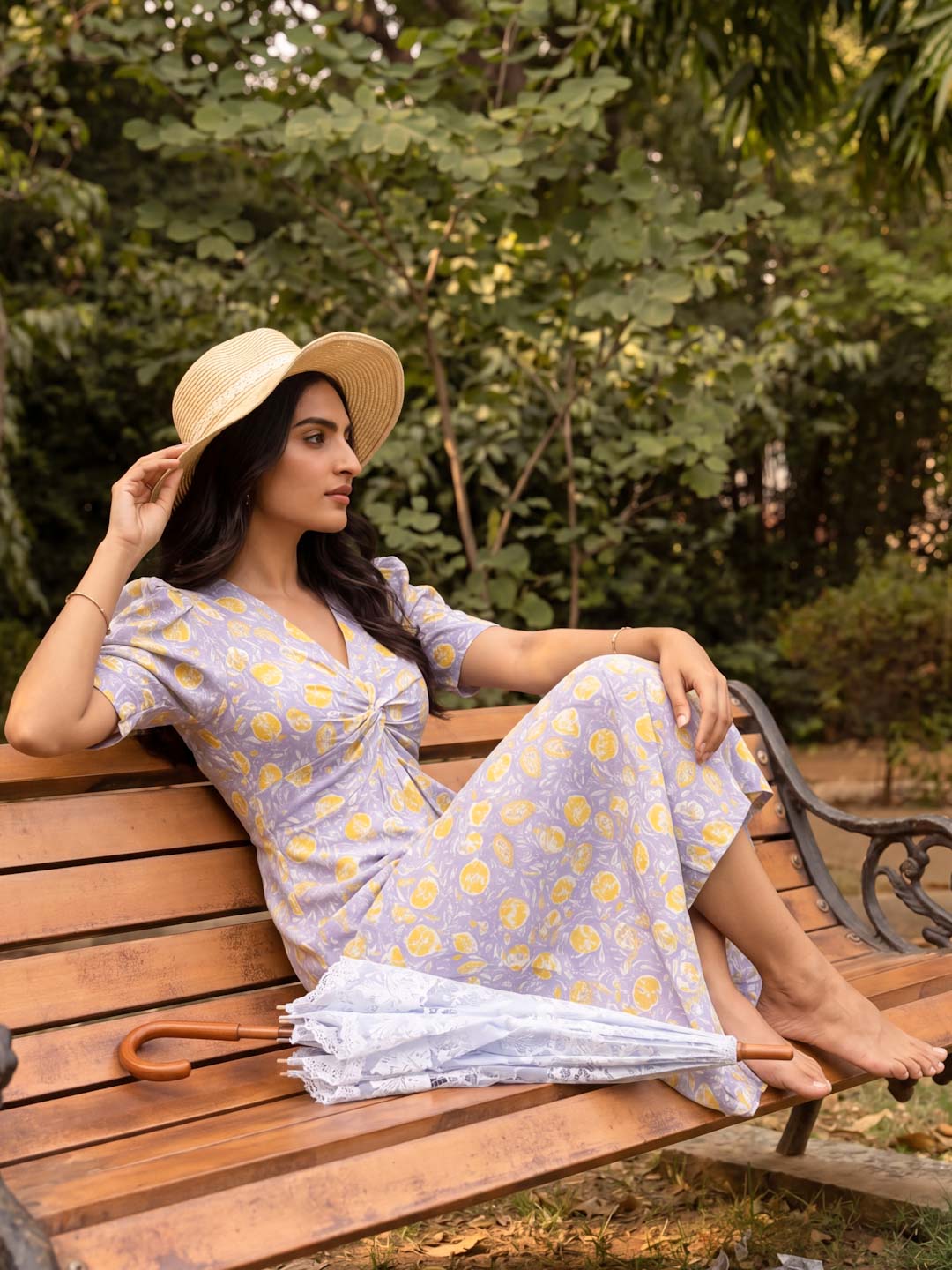 YELLOW & PURPLE HANDBLOCK DRESS