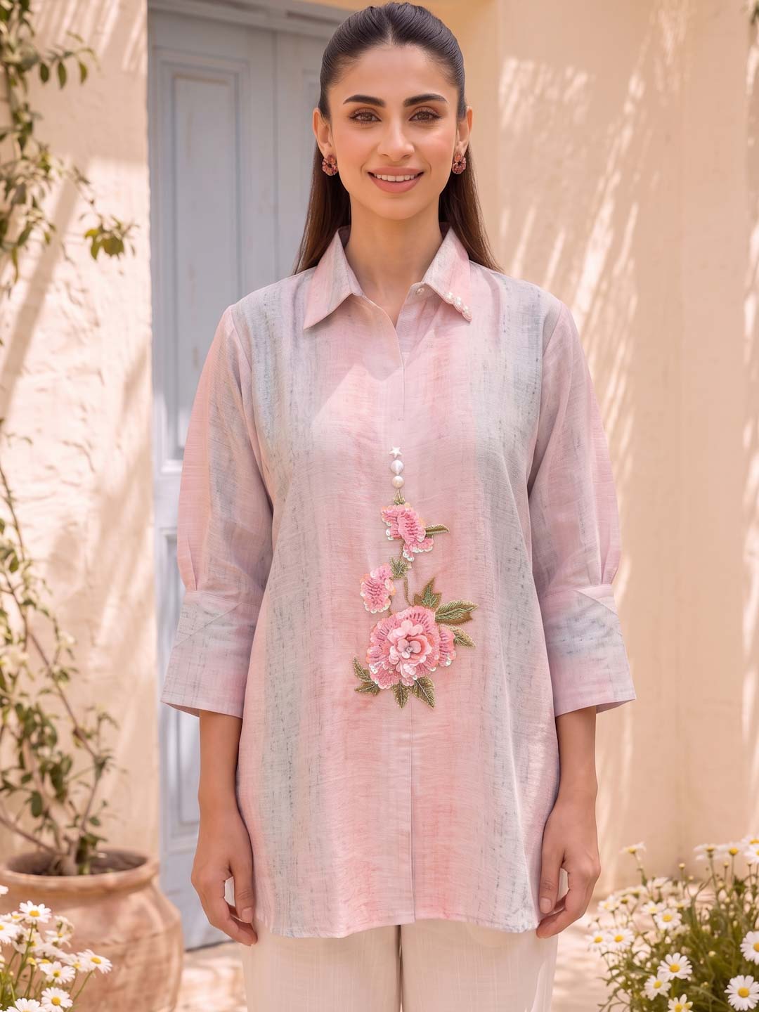 PINK HANDWORK COTTON TOP