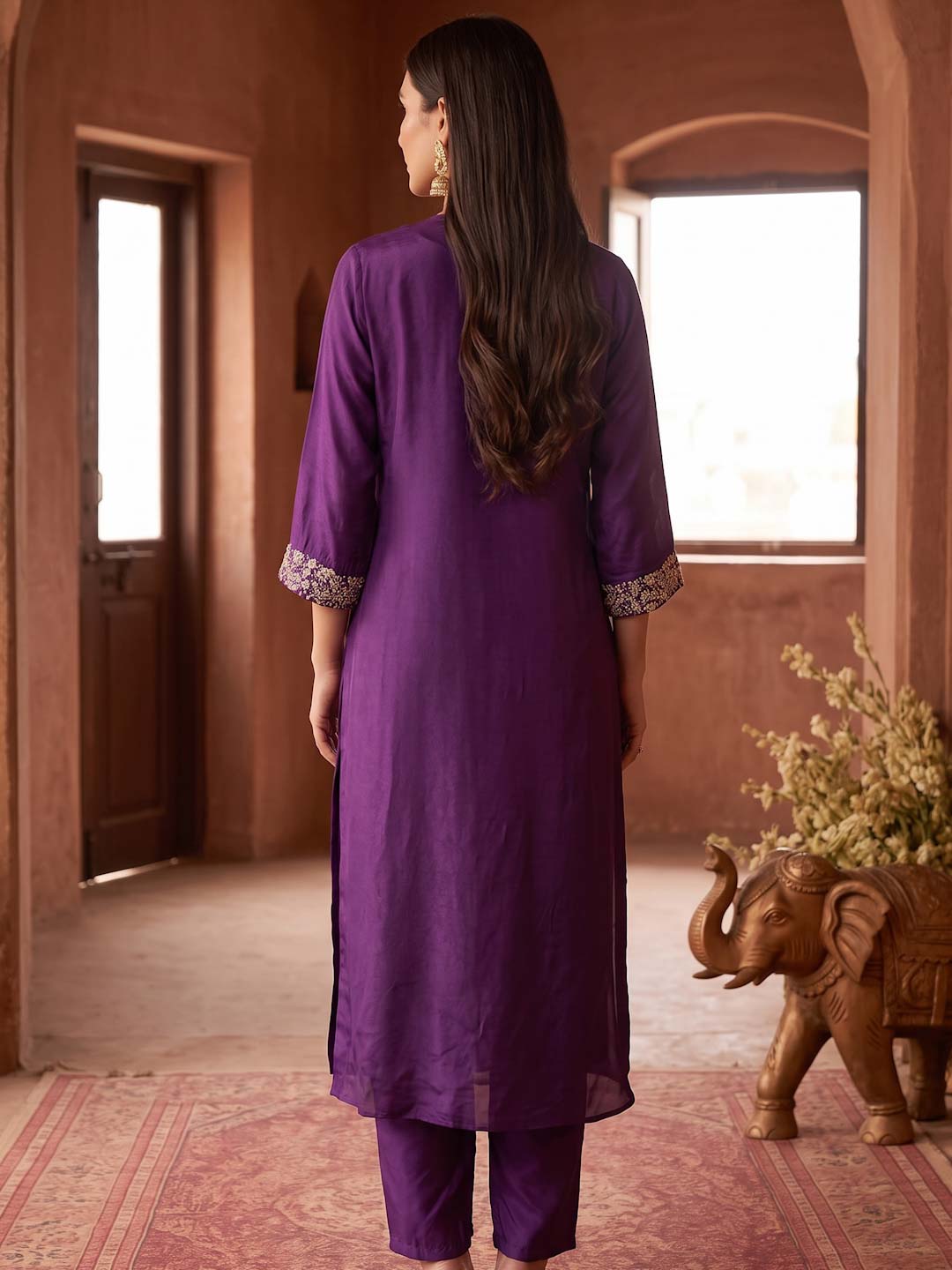 PURPLE CO-ORD SET WITH SHRUG