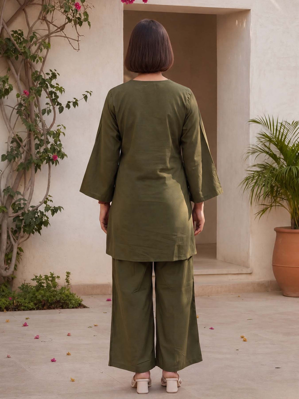 MOSS GREEN COTTON CO-ORD SET