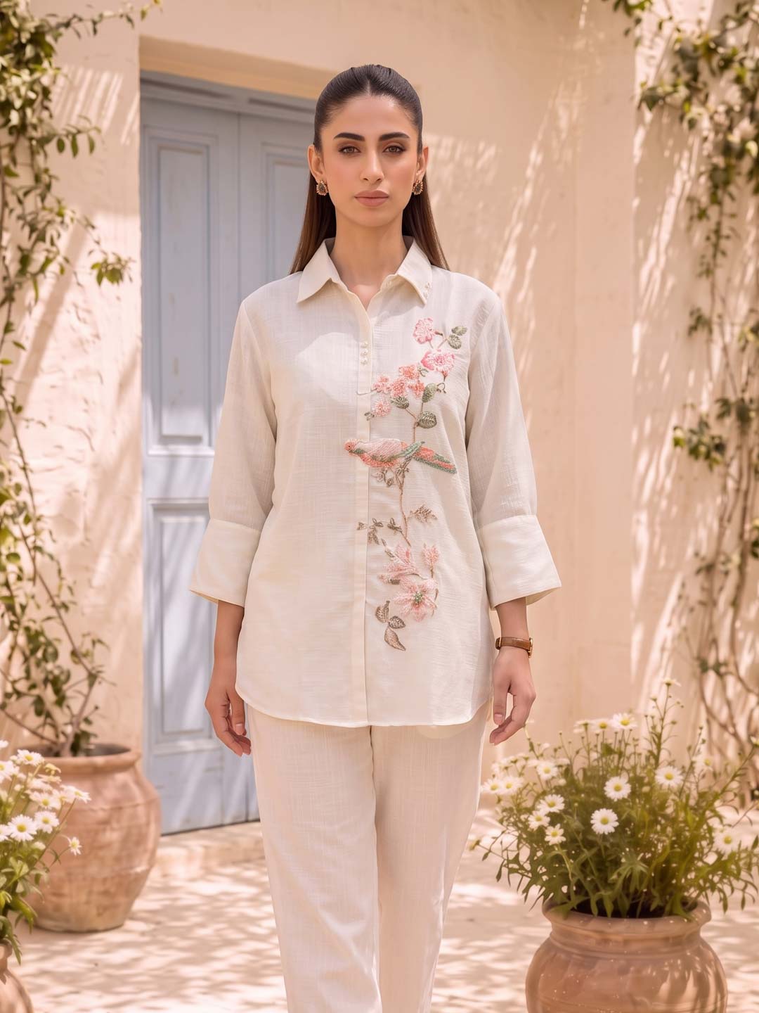 CREAM COTTON HANDWORK TOP