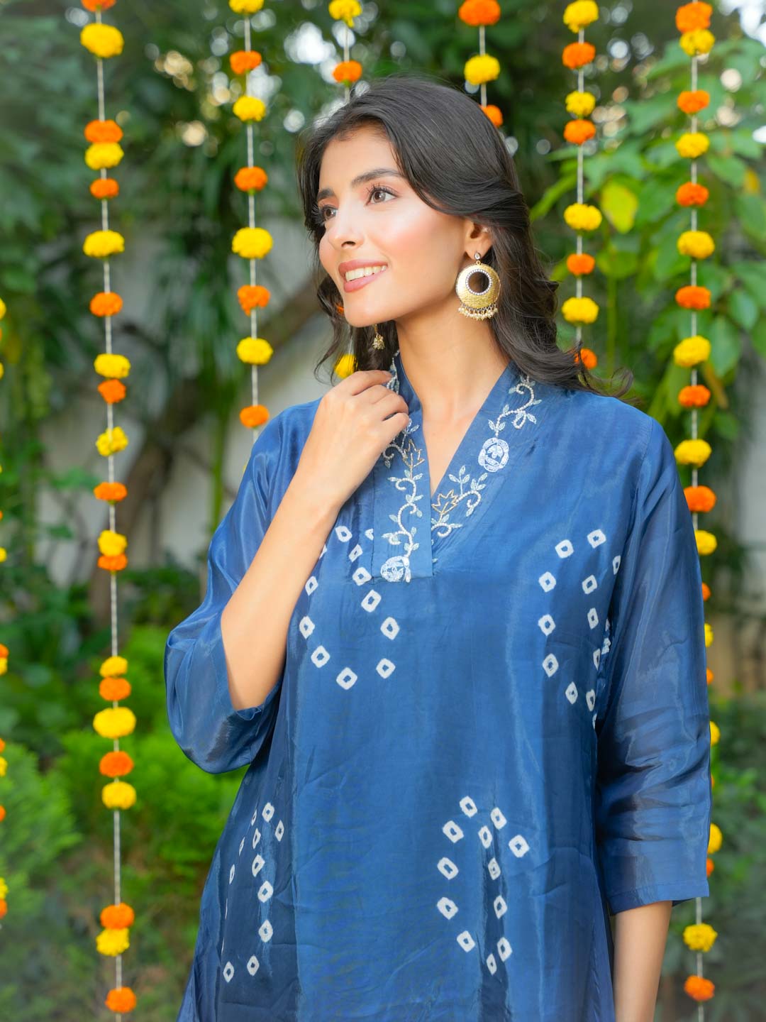 ROYAL BLUE HANDWORK AND BANDHEJ WORK CO-ORD SET